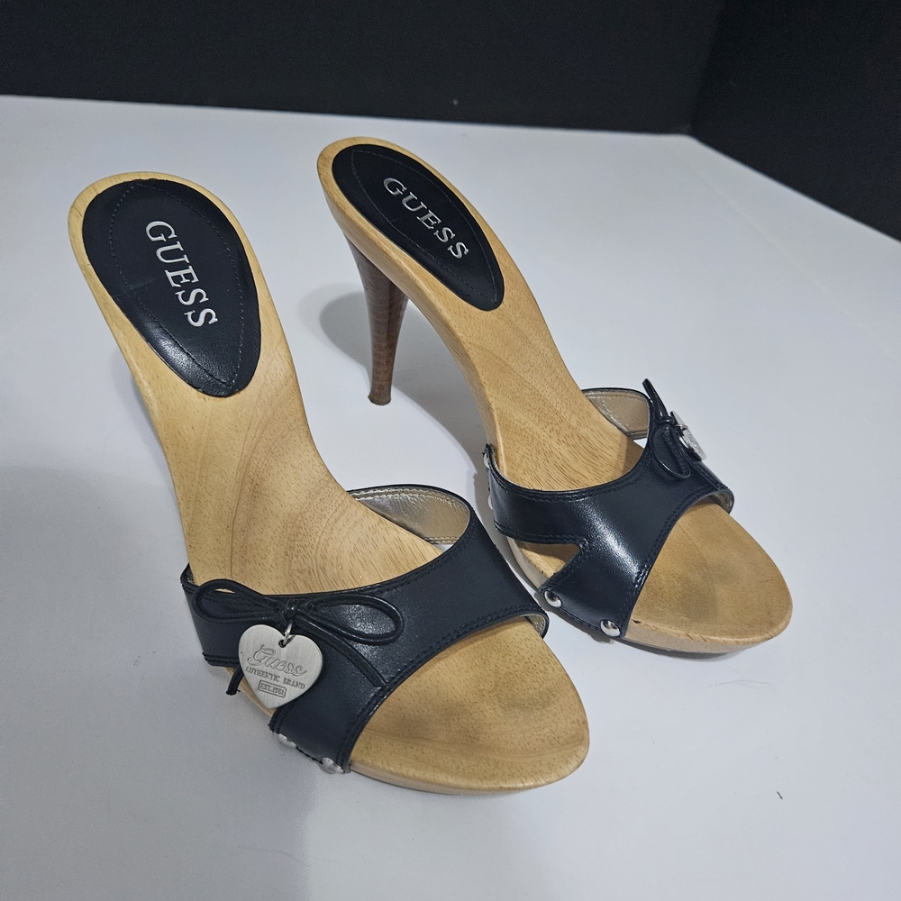 Guess Black and Tan Women's Heeled Mules